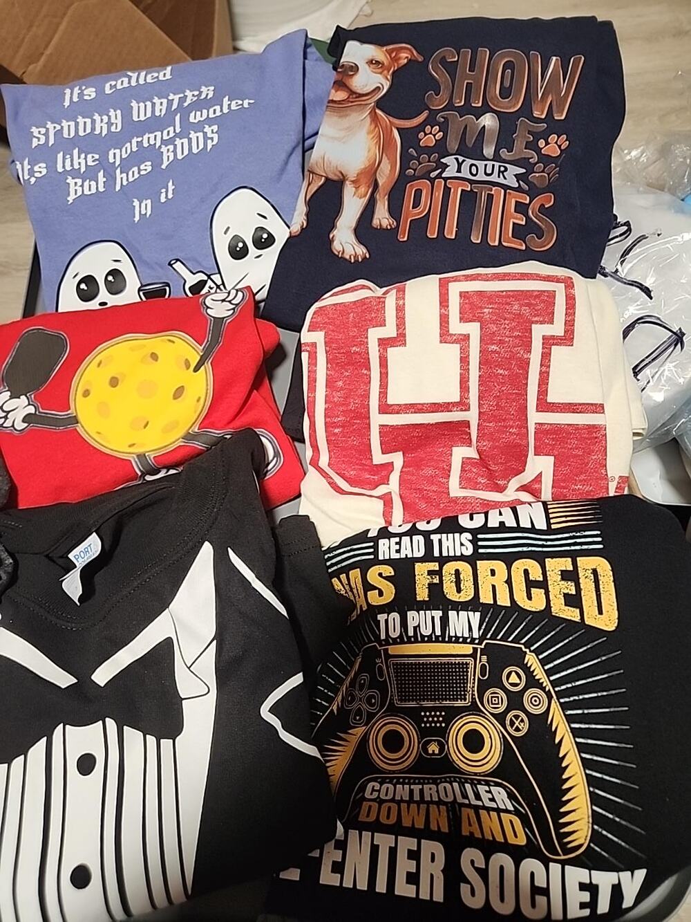 8 Piece Small Adult Graphic T-Shirt Lot Mixed Designs Reseller Bundle